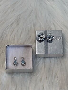 Sparkling Teardrop Blue Crystal Dangle Earrings